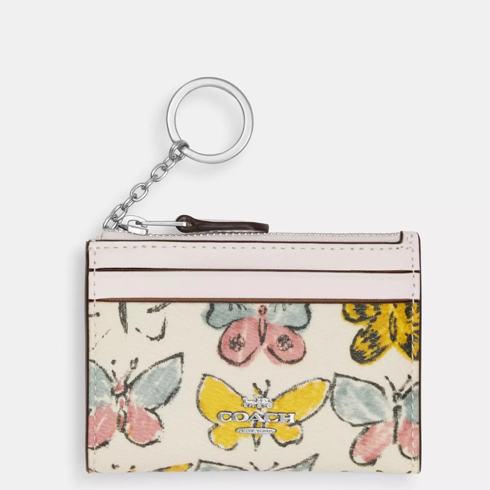 NWT Coach!! Mini Skinny Id Case With Butterfly Print